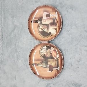 Set of 2: Beautiful WINE & CHEESE 8" Appetizer Luncheon Plates (UGC) FIB Burton